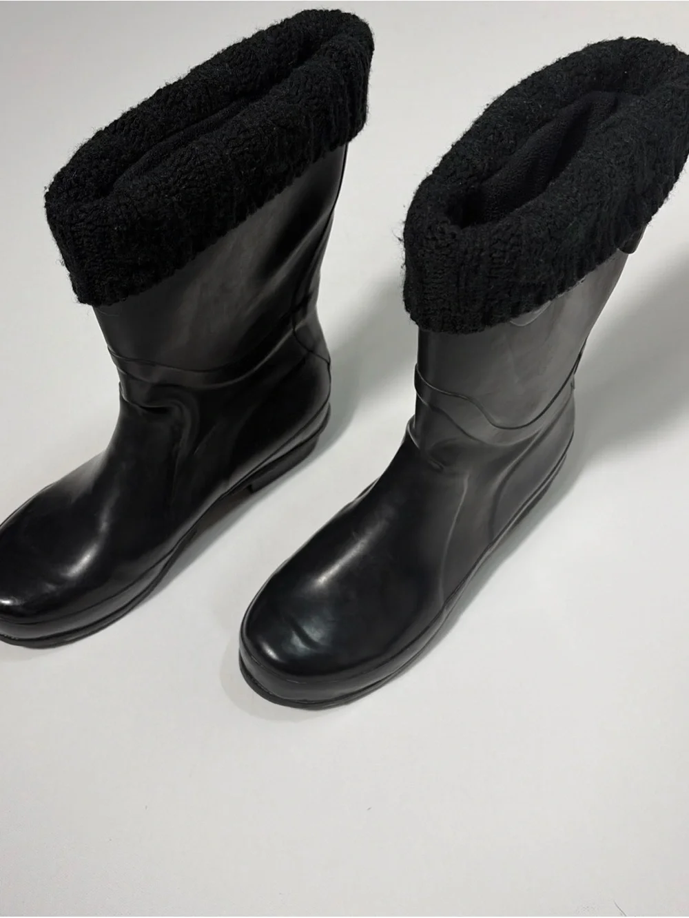 L.L. Bean Wellie Rain Boots Black Rubber Mid-Calf Women’s 8 Medium - Picture 4 of 8
